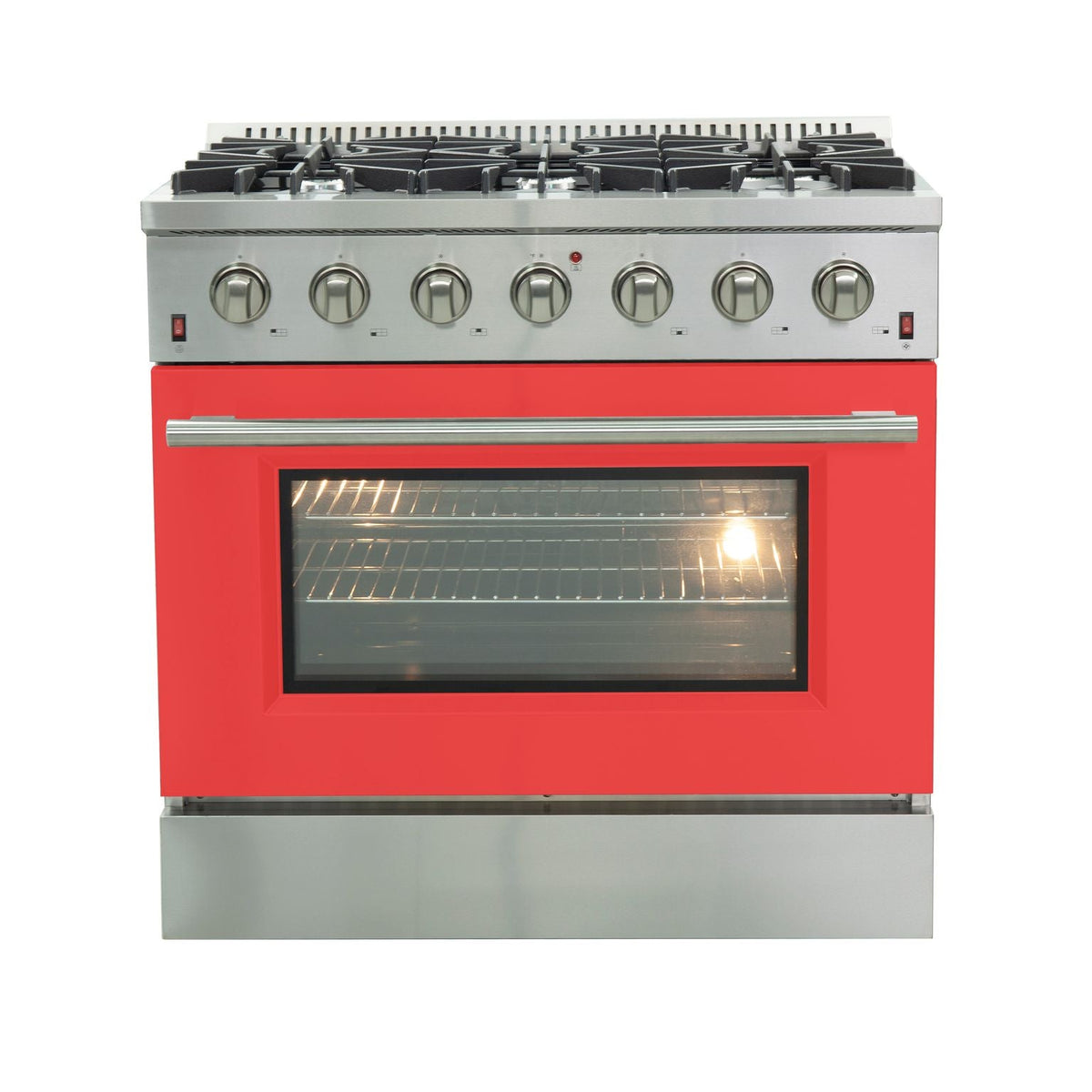 Forno Galiano 36-Inch Gas Range, 5.36 cu. ft. Oven, 6 Sealed Burners, Red, Model FFSGS6244-36RED