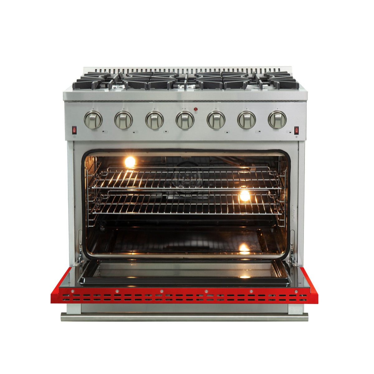 Forno Galiano 36-Inch Gas Range, 5.36 cu. ft. Oven, 6 Sealed Burners, Red, Model FFSGS6244-36RED
