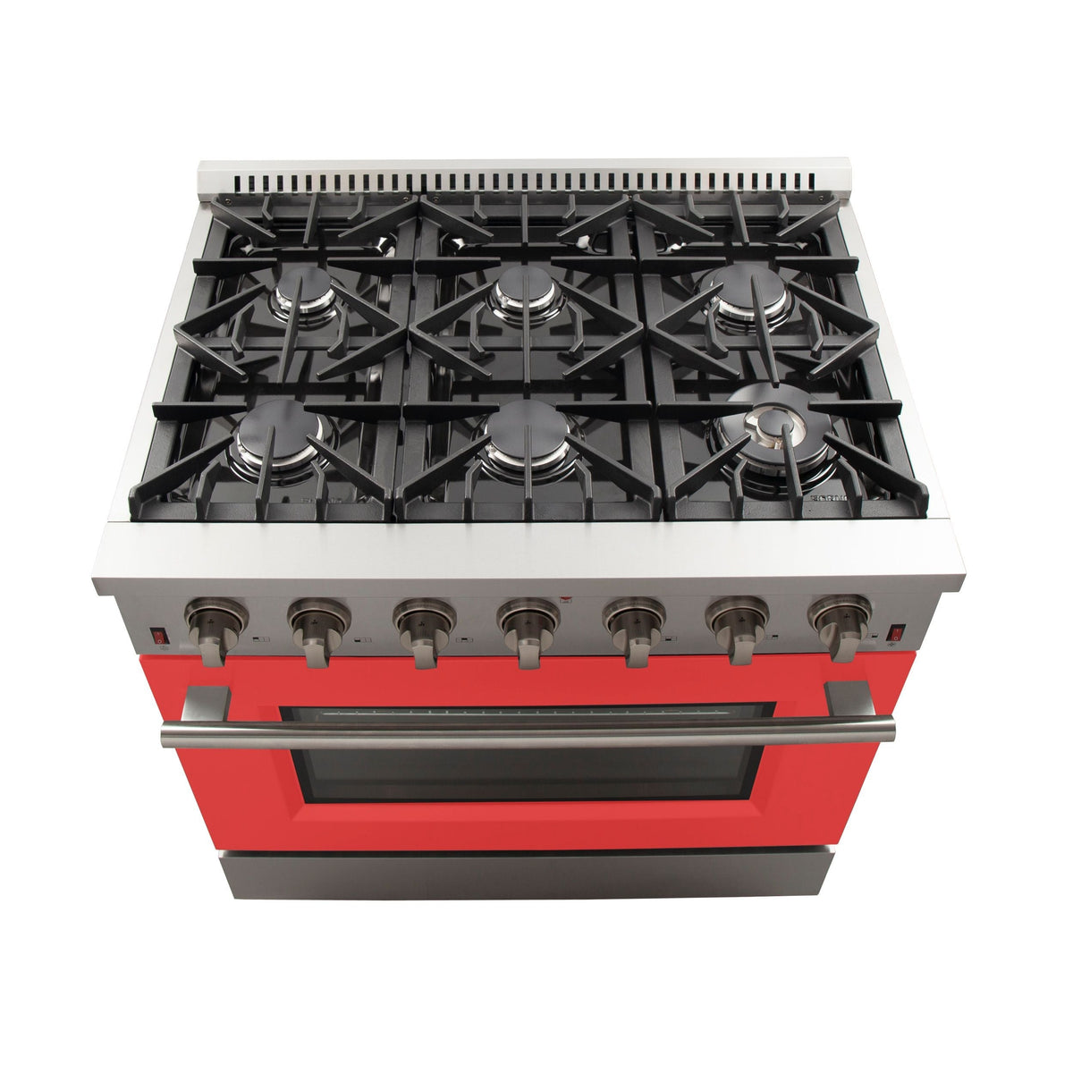 Forno Galiano 36-Inch Gas Range, 5.36 cu. ft. Oven, 6 Sealed Burners, Red, Model FFSGS6244-36RED