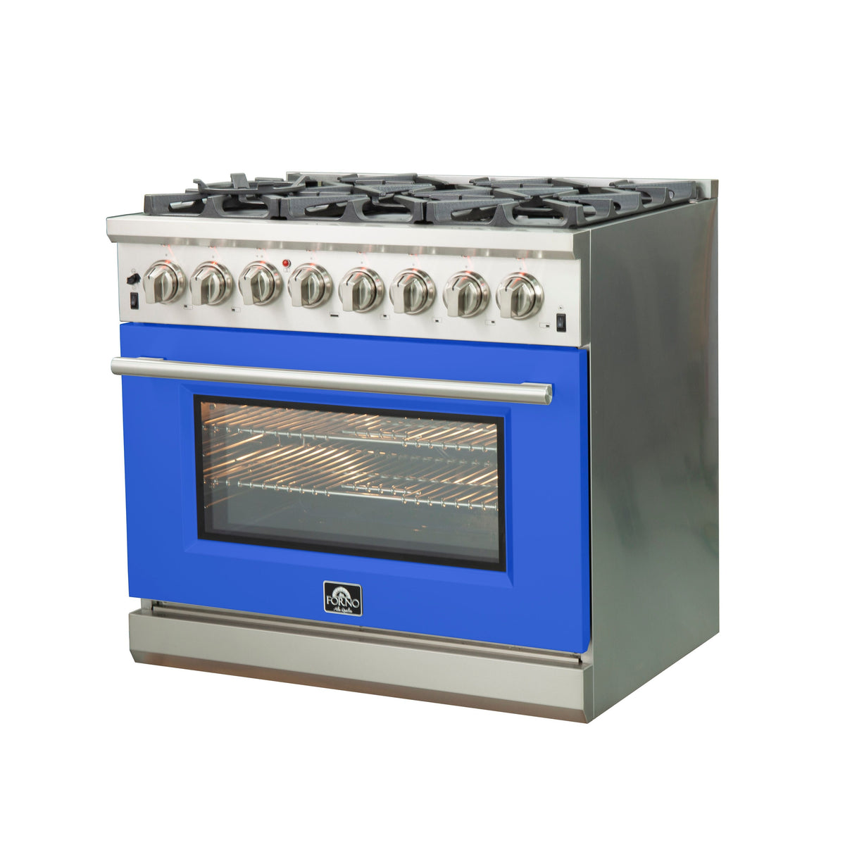 Forno Capriasca 36-Inch Dual Fuel Range, 5.36 cu. ft. Oven, 6 Burners, Blue, Model FFSGS6187-36BLU