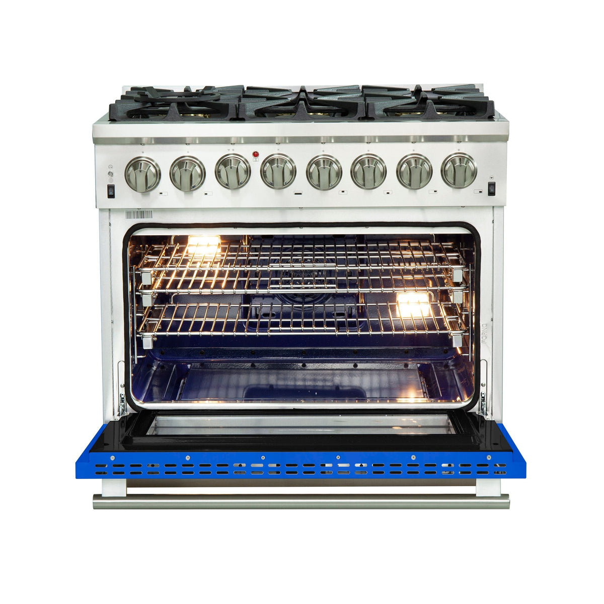 Forno Capriasca 36-Inch Dual Fuel Range, 5.36 cu. ft. Oven, 6 Burners, Blue, Model FFSGS6187-36BLU