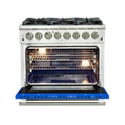 Forno Capriasca 36-Inch Dual Fuel Range, 5.36 cu. ft. Oven, 6 Burners, Blue, Model FFSGS6187-36BLU