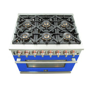 Forno Capriasca 36-Inch Dual Fuel Range, 5.36 cu. ft. Oven, 6 Burners, Blue, Model FFSGS6187-36BLU