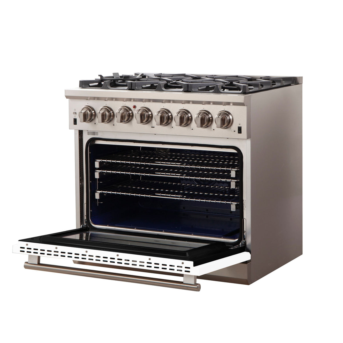 Forno Capriasca 36-Inch Dual Fuel Range, 5.36 cu. ft. Oven, 6 Sealed Gas Burners, White Finish (Model FFSGS6187-36WHT)