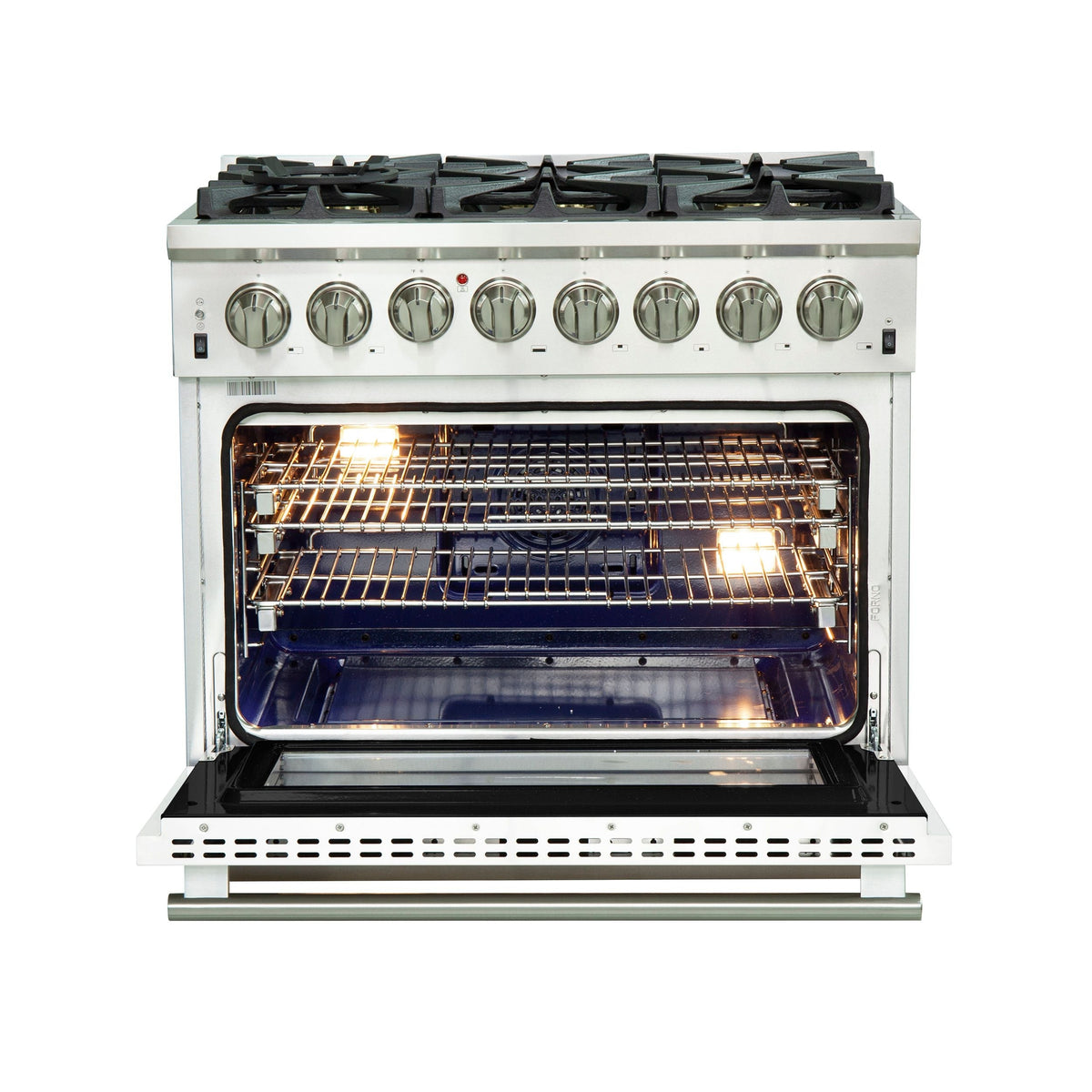 Forno Capriasca 36-Inch Dual Fuel Range, 5.36 cu. ft. Oven, 6 Sealed Gas Burners, White Finish (Model FFSGS6187-36WHT)