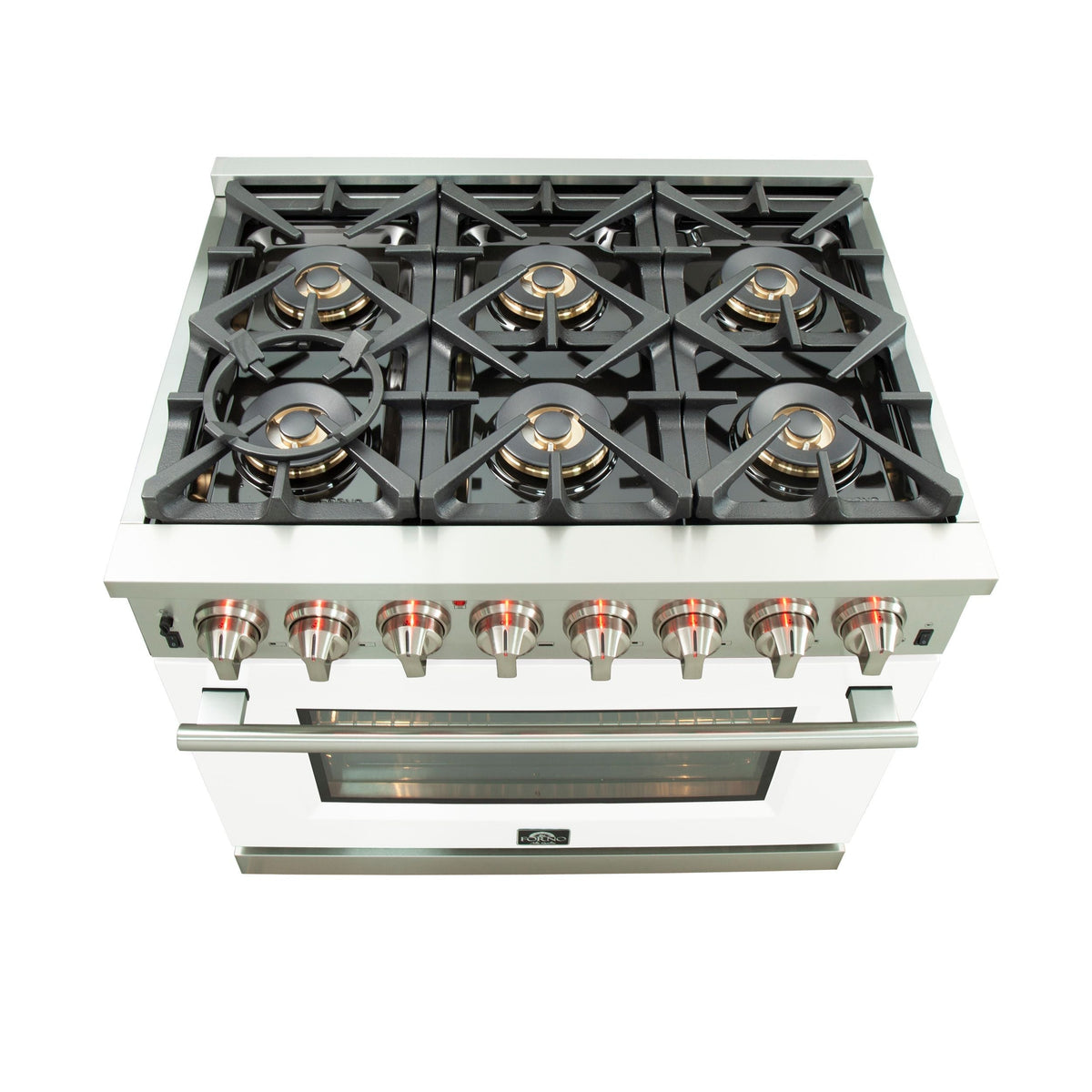 Forno Capriasca 36-Inch Dual Fuel Range, 5.36 cu. ft. Oven, 6 Sealed Gas Burners, White Finish (Model FFSGS6187-36WHT)