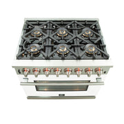 Forno Capriasca 36-Inch Dual Fuel Range, 5.36 cu. ft. Oven, 6 Sealed Gas Burners, White Finish (Model FFSGS6187-36WHT)