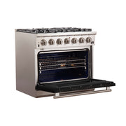 Forno Capriasca 36-Inch Gas Range, 5.36 cu. ft. Oven, 6 Sealed Gas Burners, Black Finish (Model FFSGS6260-36BLK)