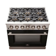 Forno Capriasca 36-Inch Gas Range, 5.36 cu. ft. Oven, 6 Sealed Gas Burners, Black Finish (Model FFSGS6260-36BLK)