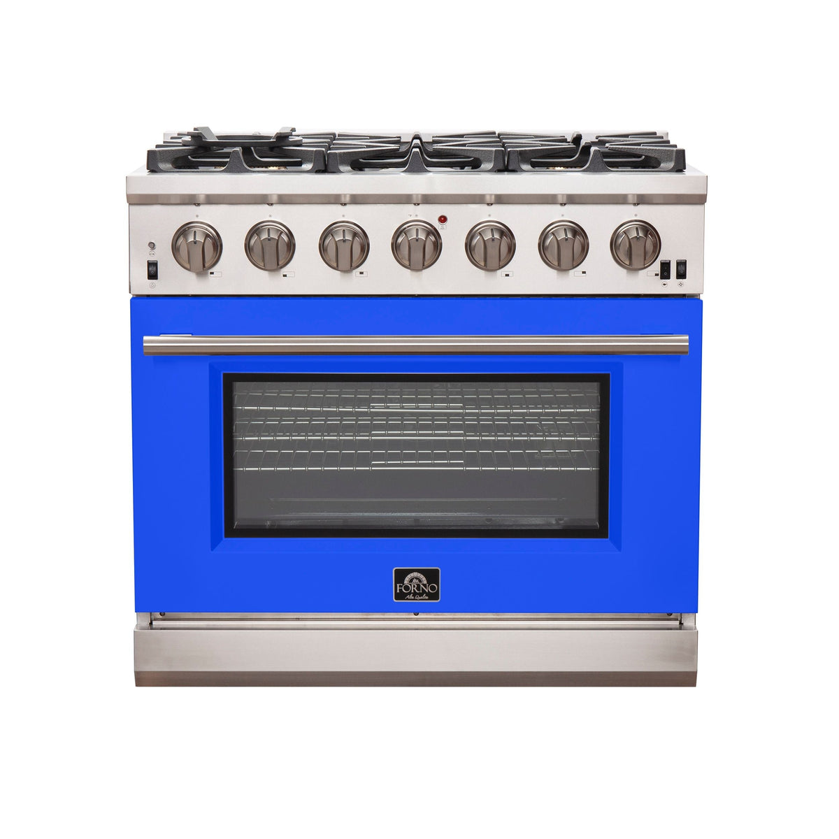 Forno Capriasca 36-Inch Gas Range, 5.36 cu. ft. Oven, 6 Burners, Blue, Model FFSGS6260-36BLU