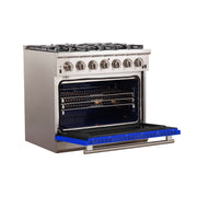 Forno Capriasca 36-Inch Gas Range, 5.36 cu. ft. Oven, 6 Burners, Blue, Model FFSGS6260-36BLU