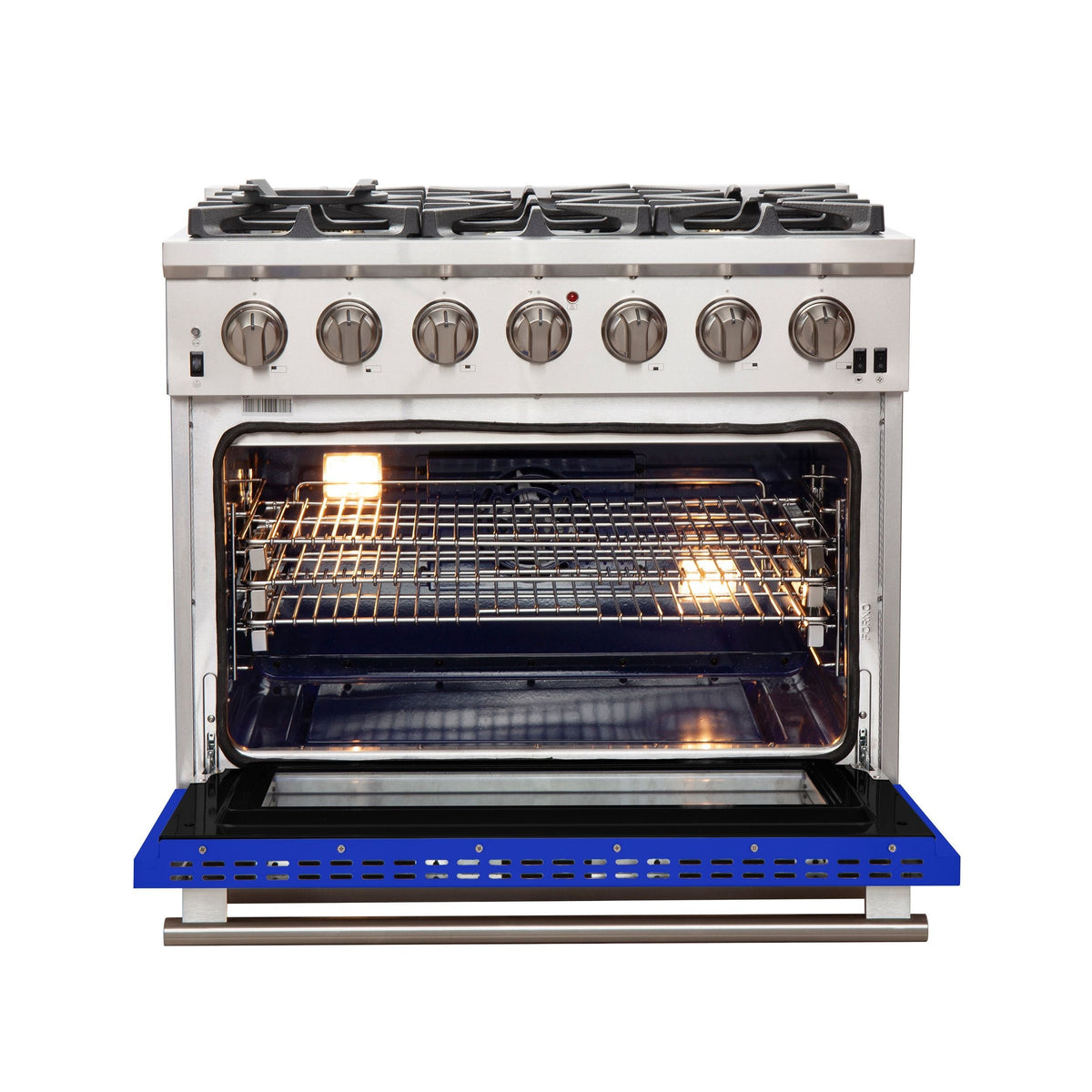 Forno Capriasca 36-Inch Gas Range, 5.36 cu. ft. Oven, 6 Burners, Blue, Model FFSGS6260-36BLU