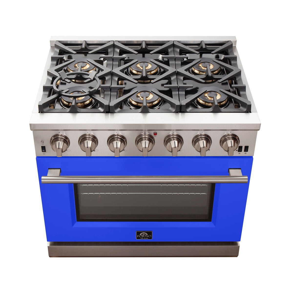 Forno Capriasca 36-Inch Gas Range, 5.36 cu. ft. Oven, 6 Burners, Blue, Model FFSGS6260-36BLU