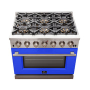 Forno Capriasca 36-Inch Gas Range, 5.36 cu. ft. Oven, 6 Burners, Blue, Model FFSGS6260-36BLU