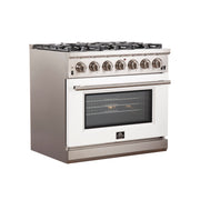 Forno Capriasca 36-Inch Gas Range, 5.36 cu. ft. Oven, 6 Sealed Gas Burners, White Finish (Model FFSGS6260-36WHT)