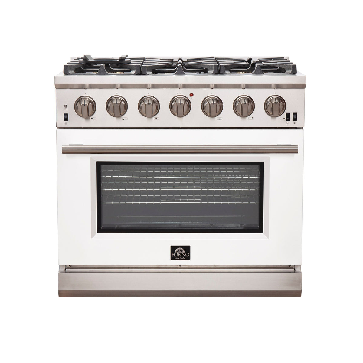 Forno Capriasca 36-Inch Gas Range, 5.36 cu. ft. Oven, 6 Sealed Gas Burners, White Finish (Model FFSGS6260-36WHT)