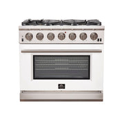 Forno Capriasca 36-Inch Gas Range, 5.36 cu. ft. Oven, 6 Sealed Gas Burners, White Finish (Model FFSGS6260-36WHT)