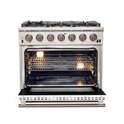 Forno Capriasca 36-Inch Gas Range, 5.36 cu. ft. Oven, 6 Sealed Gas Burners, White Finish (Model FFSGS6260-36WHT)