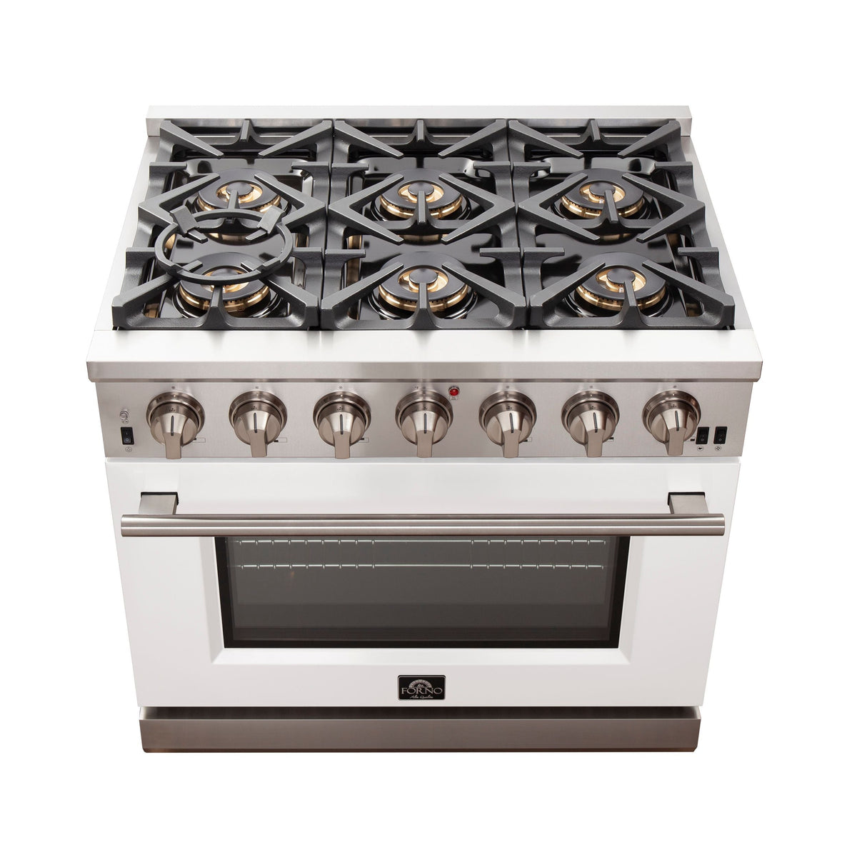 Forno Capriasca 36-Inch Gas Range, 5.36 cu. ft. Oven, 6 Sealed Gas Burners, White Finish (Model FFSGS6260-36WHT)