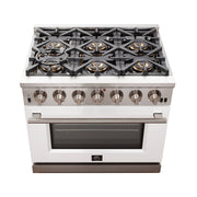 Forno Capriasca 36-Inch Gas Range, 5.36 cu. ft. Oven, 6 Sealed Gas Burners, White Finish (Model FFSGS6260-36WHT)