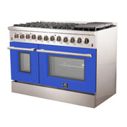 Forno Galiano 48-Inch Freestanding Dual Fuel Range with Gas Cooktop, Electric Oven, 6.58 cu. ft., Blue (Model FFSGS6156-48BLU)