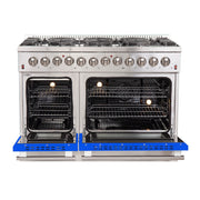 Forno Galiano 48-Inch Freestanding Dual Fuel Range with Gas Cooktop, Electric Oven, 6.58 cu. ft., Blue (Model FFSGS6156-48BLU)