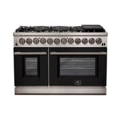 Forno Capriasca 48-Inch Dual Fuel Range, 6.58 cu. ft. Oven, 8 Sealed Burners, Black, Model FFSGS6187-48BLK