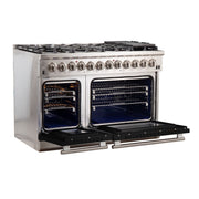Forno Capriasca 48-Inch Dual Fuel Range, 6.58 cu. ft. Oven, 8 Sealed Burners, Black, Model FFSGS6187-48BLK