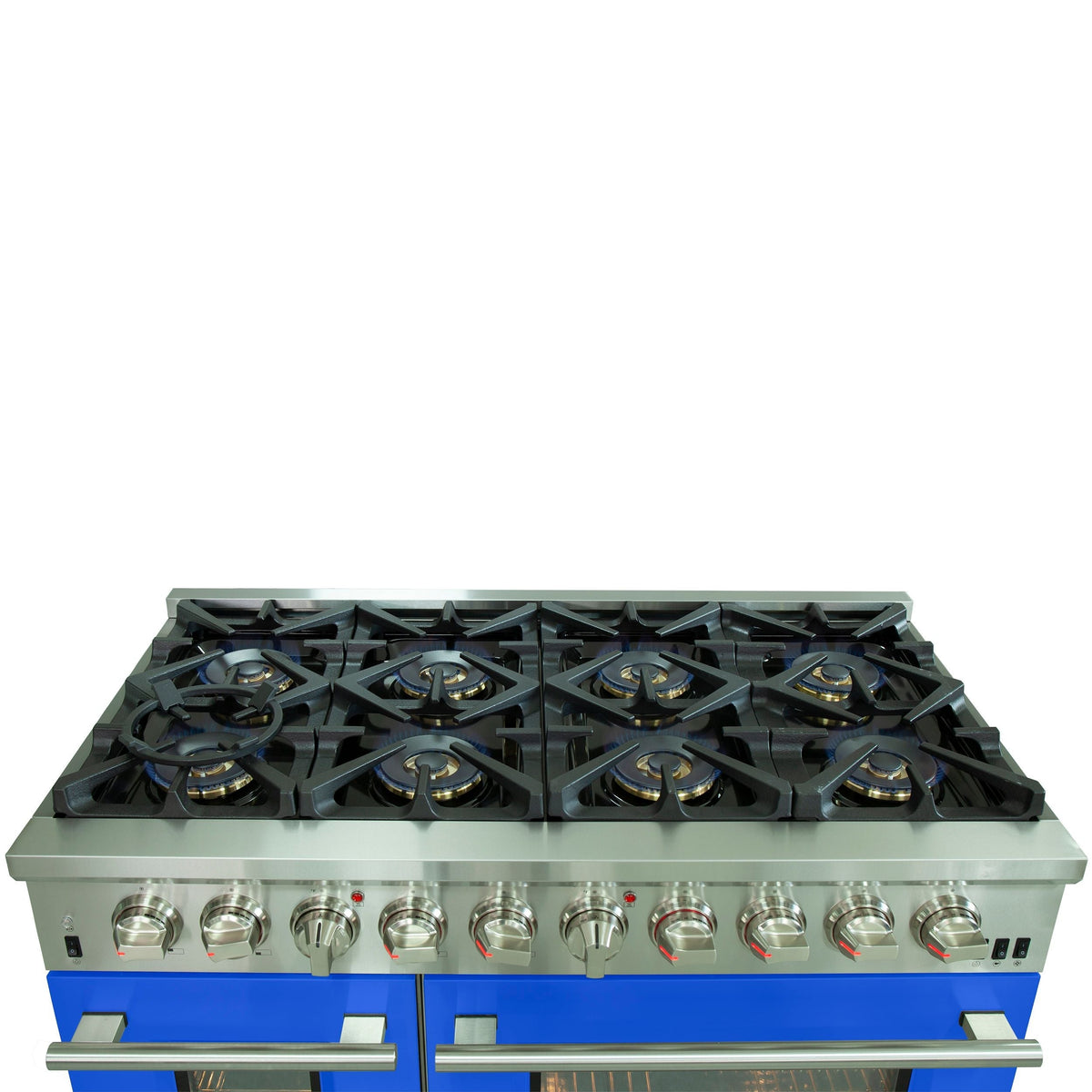 FORNO Capriasca 48-Inch Dual Fuel Range, 6.58 cu. ft., 8 Sealed Italian Brass Burners, Blue, Model FFSGS6187-48BLU