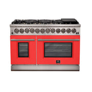 Forno Capriasca 48-Inch Dual Fuel Range, 6.58 cu. ft., 8 Sealed Burners, Red (Model FFSGS6187-48RED)