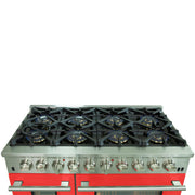 Forno Capriasca 48-Inch Dual Fuel Range, 6.58 cu. ft., 8 Sealed Burners, Red (Model FFSGS6187-48RED)