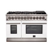 FORNO Capriasca 48-Inch Dual Fuel Range, 6.58 cu. ft., 8 Sealed Italian Brass Burners, White, Model FFSGS6187-48WHT
