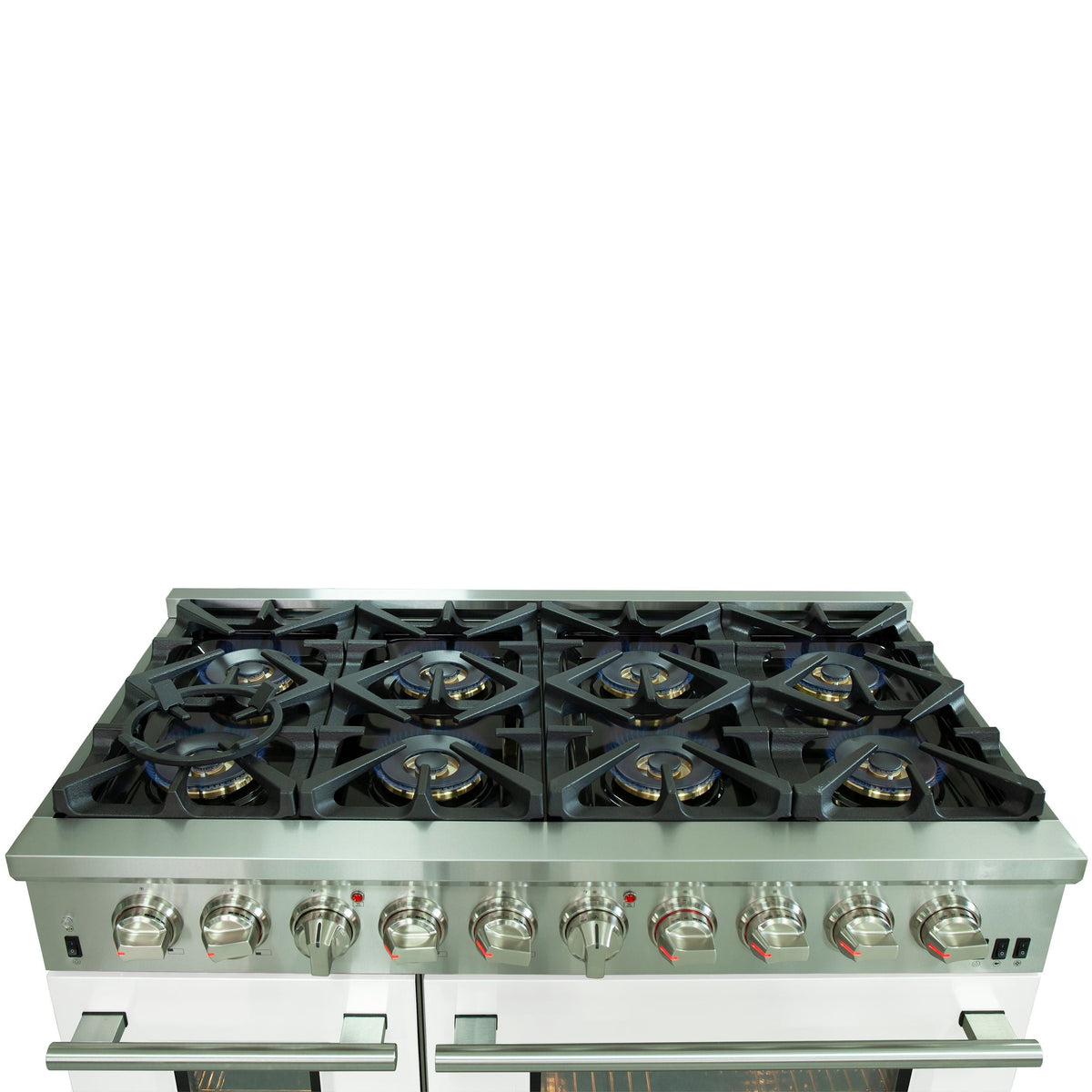 FORNO Capriasca 48-Inch Dual Fuel Range, 6.58 cu. ft., 8 Sealed Italian Brass Burners, White, Model FFSGS6187-48WHT