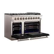 FORNO Capriasca 48-Inch Gas Range, 6.58 cu. ft., 8 Sealed Italian Brass Burners, Black, Model FFSGS6260-48BLK