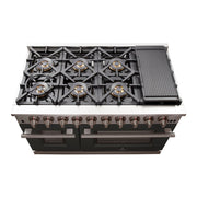 FORNO Capriasca 48-Inch Gas Range, 6.58 cu. ft., 8 Sealed Italian Brass Burners, Black, Model FFSGS6260-48BLK