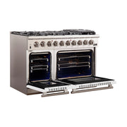 FORNO Capriasca 48-Inch Gas Range, 6.58 cu. ft. Total Oven Capacity, 8 Sealed Brass Burners, White Finish – Model FFSGS6260-48WHT