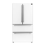 Forno Espresso Moena 36 in Counter-Depth French Door Refrigerator, 19.2 cu ft, White, with Ice Maker and Stainless Steel Handles (FFRBI1820-36WHT)