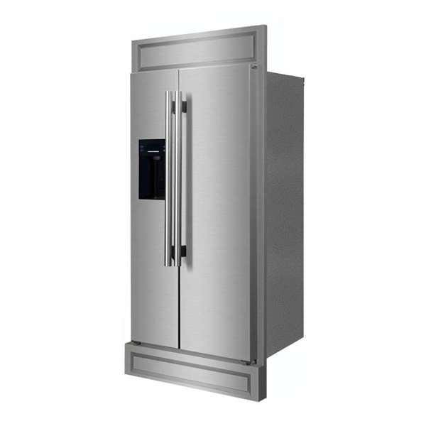 FORNO Salerno 40-Inch Built-In Side-by-Side Refrigerator, 20 Cu. Ft., Water & Ice Dispenser, Stainless Steel, FFRBI1844-40MG