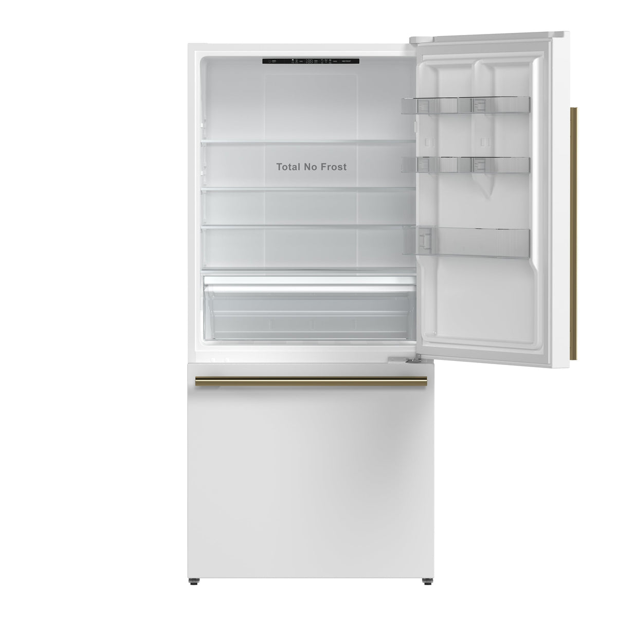 Forno Espresso Milano 31-Inch French Door Refrigerator with Bottom Freezer, 17.2 cu ft, Right-Hinged, White, Includes Antique Brass Handles (Model FFFFD1785-31WHT)