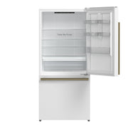 FORNO Espresso Milano 62 in. 34.4 cu. ft. Side-by-Side Refrigerator with Ice Maker, White with Antique Brass Accents (Model FFFFD1787-60WHT)