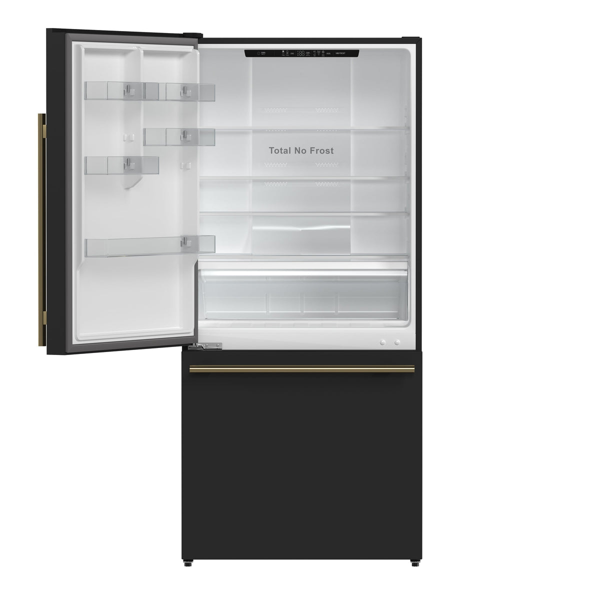 Forno Espresso Milano 62-Inch Side-by-Side Refrigerator, 34.4 cu ft, Ice Maker, Black Finish with Antique Brass Handles (Model FFFFD1787-60BLK)