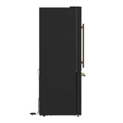 Forno Espresso Milano 62-Inch Side-by-Side Refrigerator, 34.4 cu ft, Ice Maker, Black Finish with Antique Brass Handles (Model FFFFD1787-60BLK)