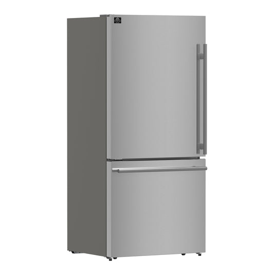 Forno Espresso Milano 31-Inch French Door Refrigerator with Bottom Freezer, 17.2 cu ft, Left Swing, Ice Maker, Stainless Steel, Model FFFFD1786-31S