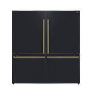 Forno Espresso Milano 62-Inch Side-by-Side Refrigerator, 34.4 cu ft, Ice Maker, Black Finish with Antique Brass Handles (Model FFFFD1787-60BLK)
