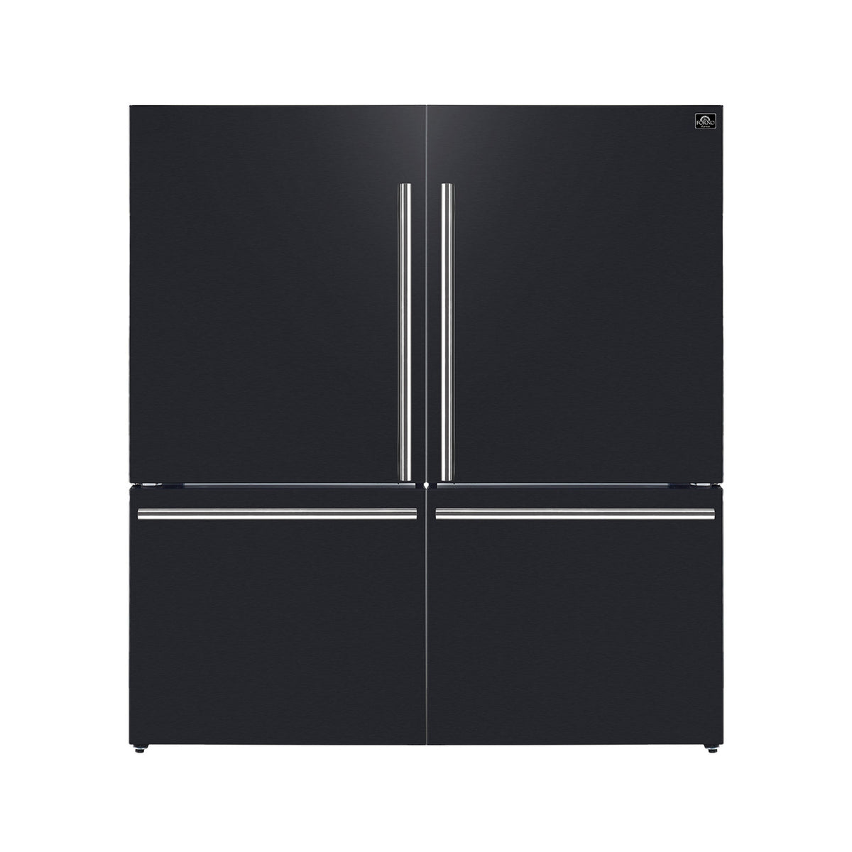FORNO Milano 62" Side-by-Side Refrigerator, 34.4 cu ft, Ice Maker, Black with Stainless Steel Accents (FFFFD1787-60BLK)