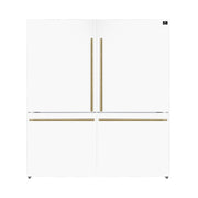 FORNO Espresso Milano 62 in. 34.4 cu. ft. Side-by-Side Refrigerator with Ice Maker, White with Antique Brass Accents (Model FFFFD1787-60WHT)