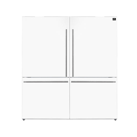 FORNO Milano 62-Inch Side-by-Side Refrigerator, 34.4 cu. ft., Ice Maker, White with Stainless Steel Accents (Model FFFFD1787-60WHT)