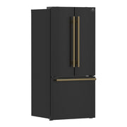 Forno Gallipoli 30-Inch Refrigerator with Ice Maker, 17.5 Cu. Ft., Black with Antique Brass Handles (Model FFFFD1974-31BLK)