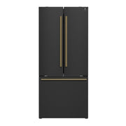 Forno Gallipoli 30-Inch Refrigerator with Ice Maker, 17.5 Cu. Ft., Black with Antique Brass Handles (Model FFFFD1974-31BLK)