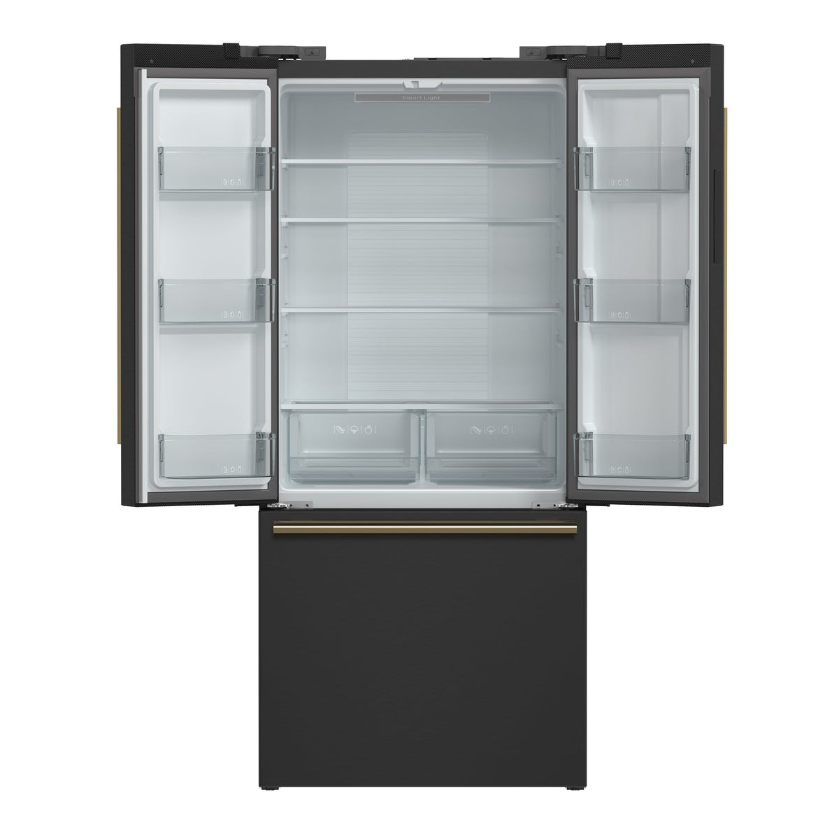Forno Gallipoli 30-Inch Refrigerator with Ice Maker, 17.5 Cu. Ft., Black with Antique Brass Handles (Model FFFFD1974-31BLK)
